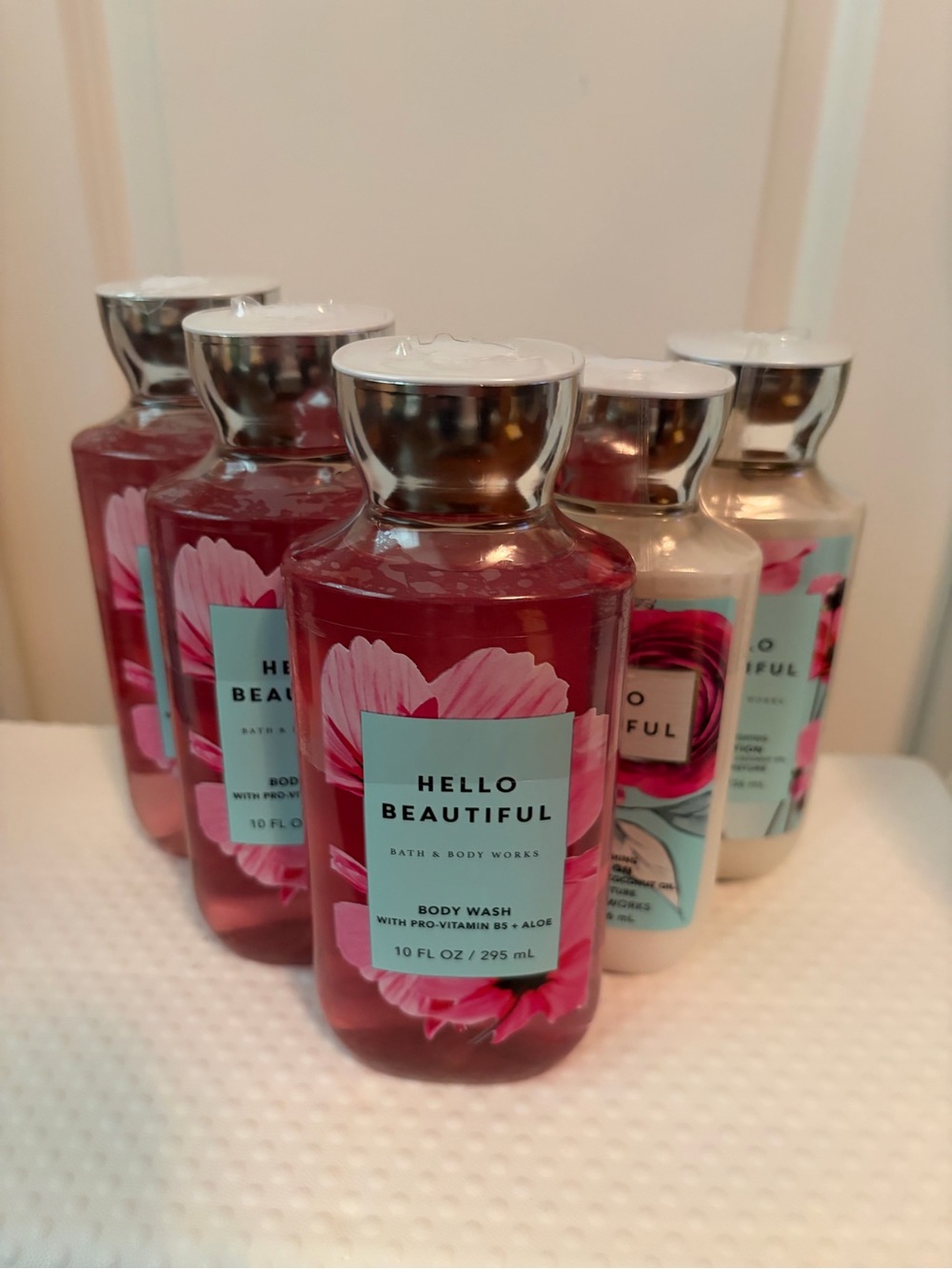 New Bath & Body Works Hello Beautiful 3 Body Wash and 2 Body Lotion